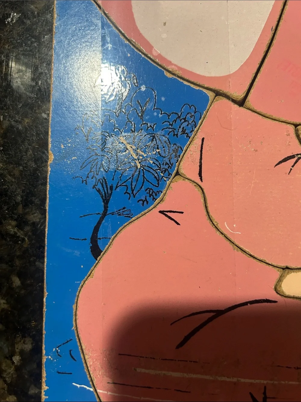 vintage playskool Pink Elephant Kids Wooden Puzzle - Pink
